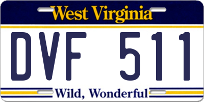 WV license plate DVF511