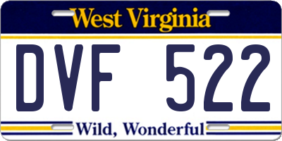 WV license plate DVF522