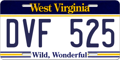 WV license plate DVF525