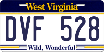 WV license plate DVF528