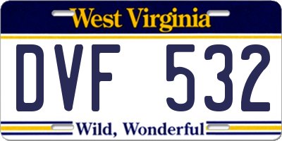 WV license plate DVF532