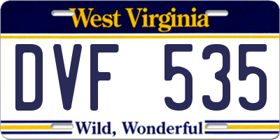 WV license plate DVF535