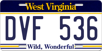 WV license plate DVF536