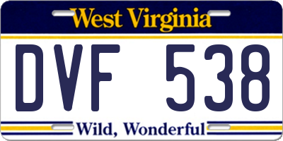 WV license plate DVF538
