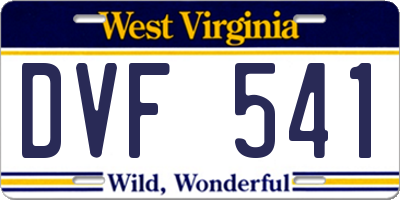 WV license plate DVF541