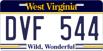 WV license plate DVF544