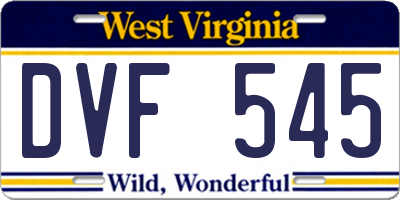 WV license plate DVF545
