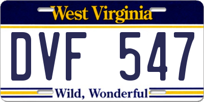 WV license plate DVF547
