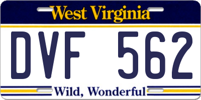 WV license plate DVF562