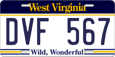 WV license plate DVF567