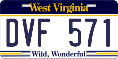 WV license plate DVF571