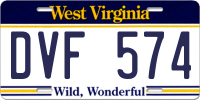 WV license plate DVF574