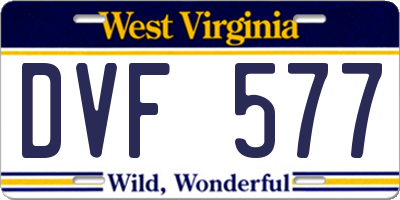 WV license plate DVF577