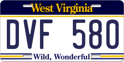 WV license plate DVF580