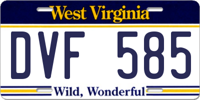 WV license plate DVF585