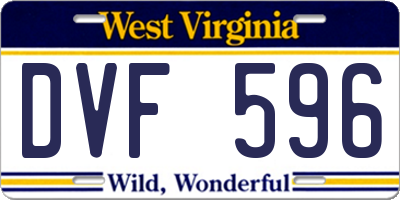 WV license plate DVF596