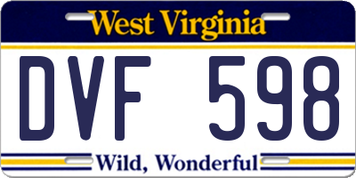 WV license plate DVF598