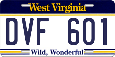 WV license plate DVF601