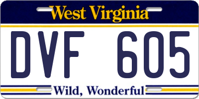 WV license plate DVF605