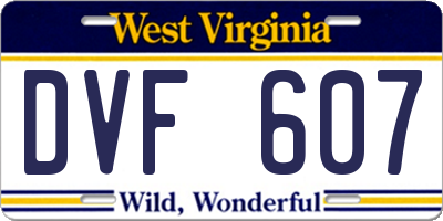 WV license plate DVF607