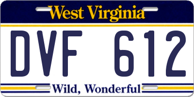 WV license plate DVF612