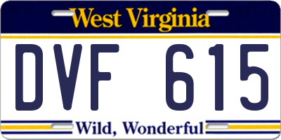 WV license plate DVF615