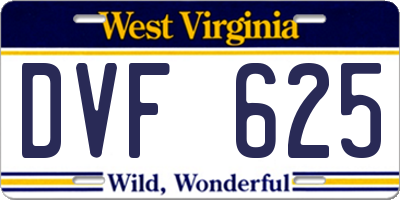 WV license plate DVF625