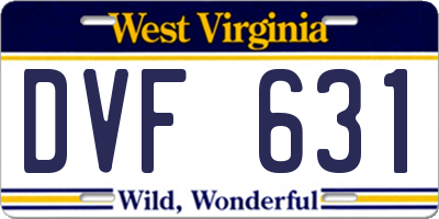 WV license plate DVF631