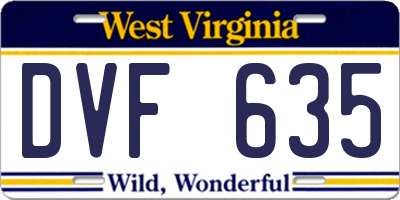 WV license plate DVF635
