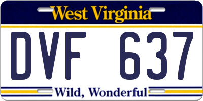 WV license plate DVF637