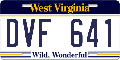 WV license plate DVF641