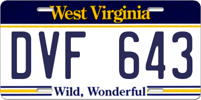 WV license plate DVF643