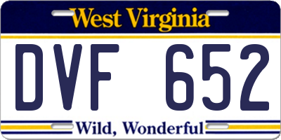 WV license plate DVF652