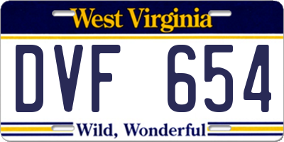 WV license plate DVF654