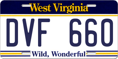 WV license plate DVF660
