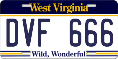 WV license plate DVF666