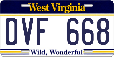 WV license plate DVF668