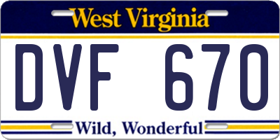 WV license plate DVF670