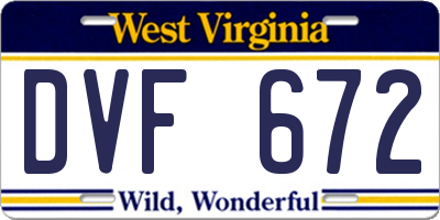 WV license plate DVF672