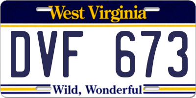 WV license plate DVF673