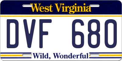 WV license plate DVF680