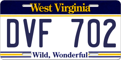 WV license plate DVF702