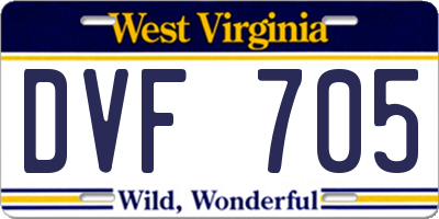 WV license plate DVF705