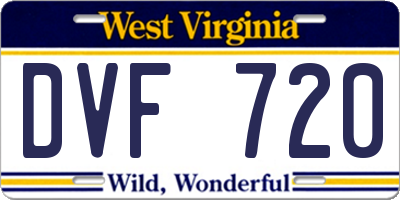 WV license plate DVF720
