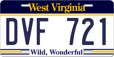 WV license plate DVF721