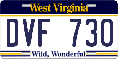 WV license plate DVF730