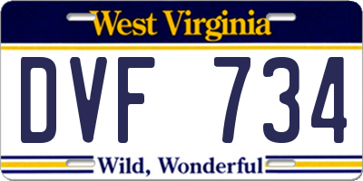WV license plate DVF734