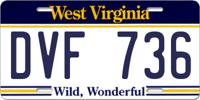 WV license plate DVF736