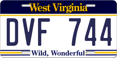 WV license plate DVF744