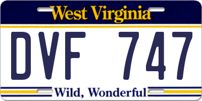 WV license plate DVF747